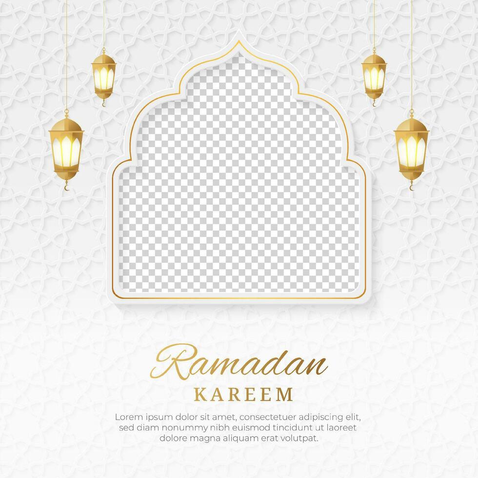 Ramadán kareem islámico marco con elegante arabesco modelo vector