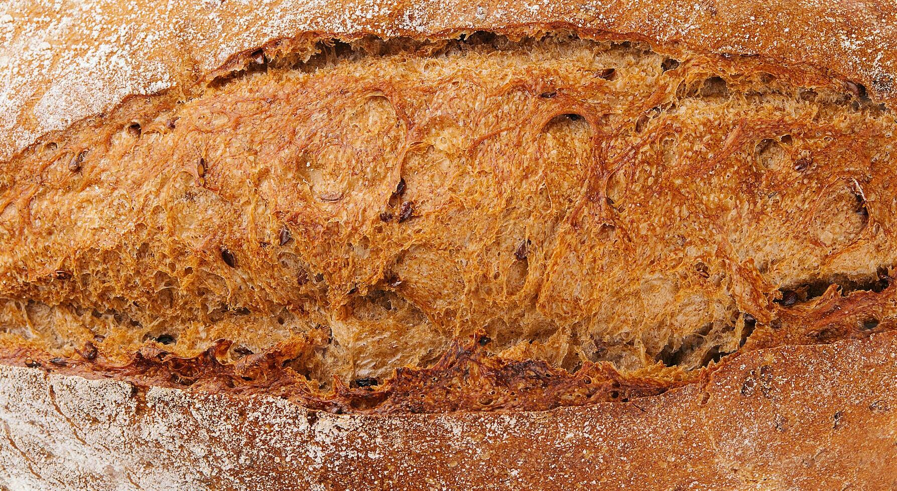 Loaf of organic bread close up photo