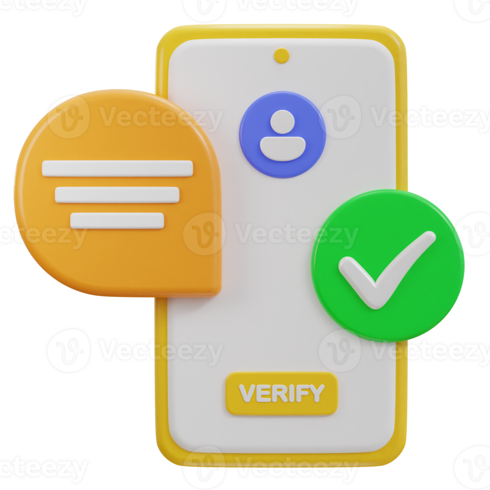 phone with user verified icon 3d rendering png