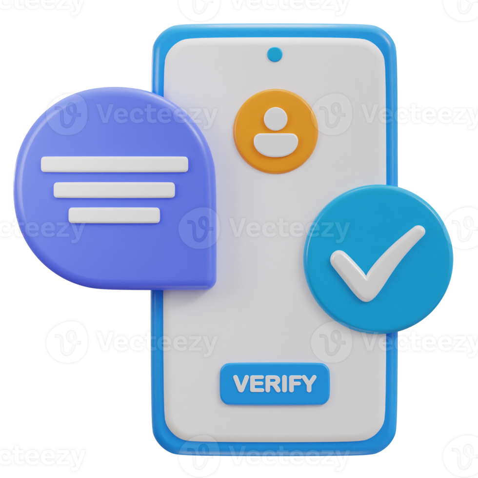 phone with user verified icon 3d rendering png
