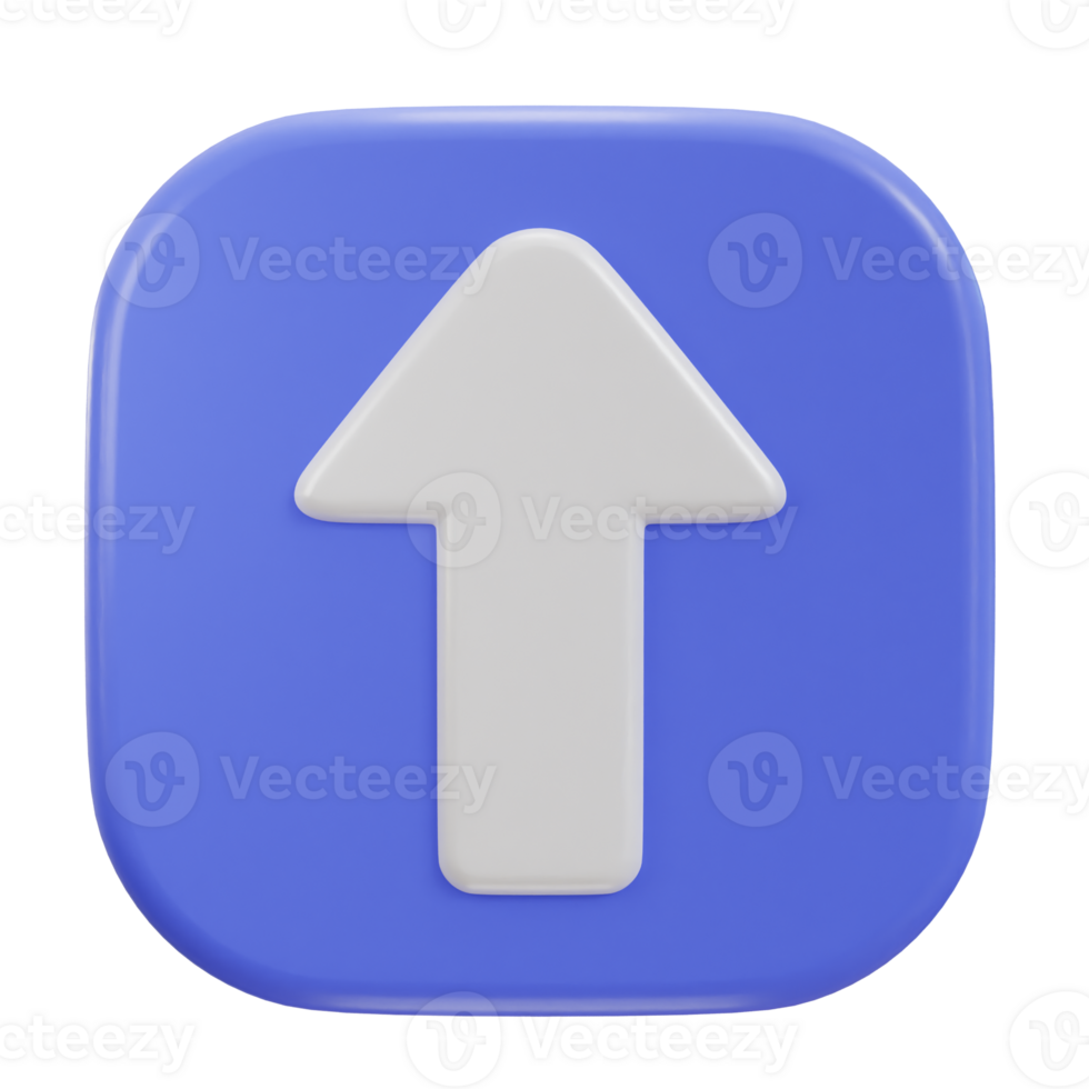 Up arrow icon on 3d rendering illustration png