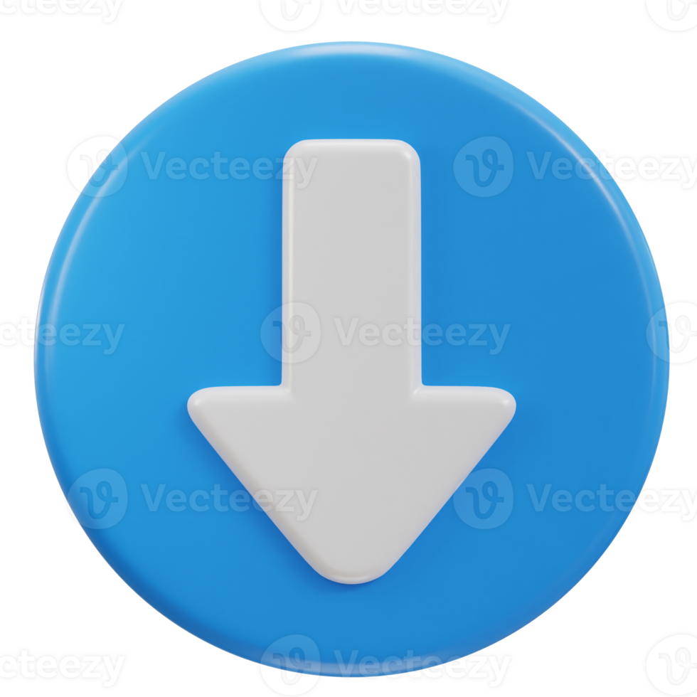 down Arrow icon on 3d rendering illustration png