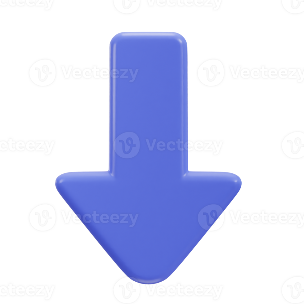 giù freccia icona su 3d interpretazione illustrazione png