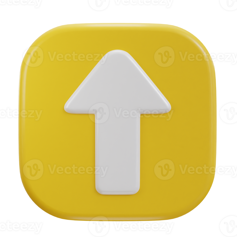 Up arrow icon on 3d rendering illustration png