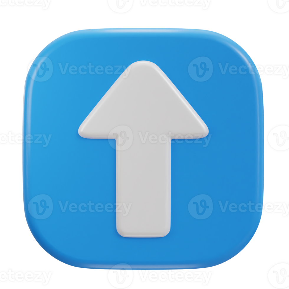Up arrow icon on 3d rendering illustration png