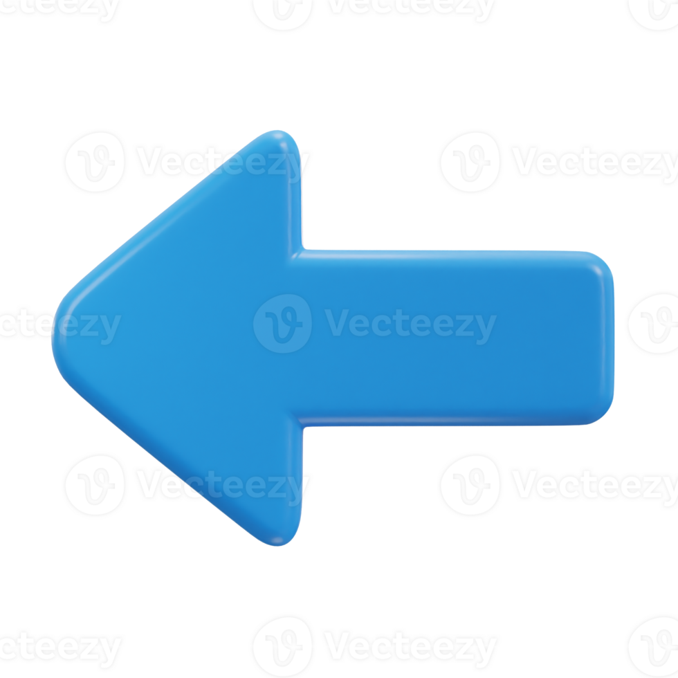 left arrow icon on 3d rendering illustration png