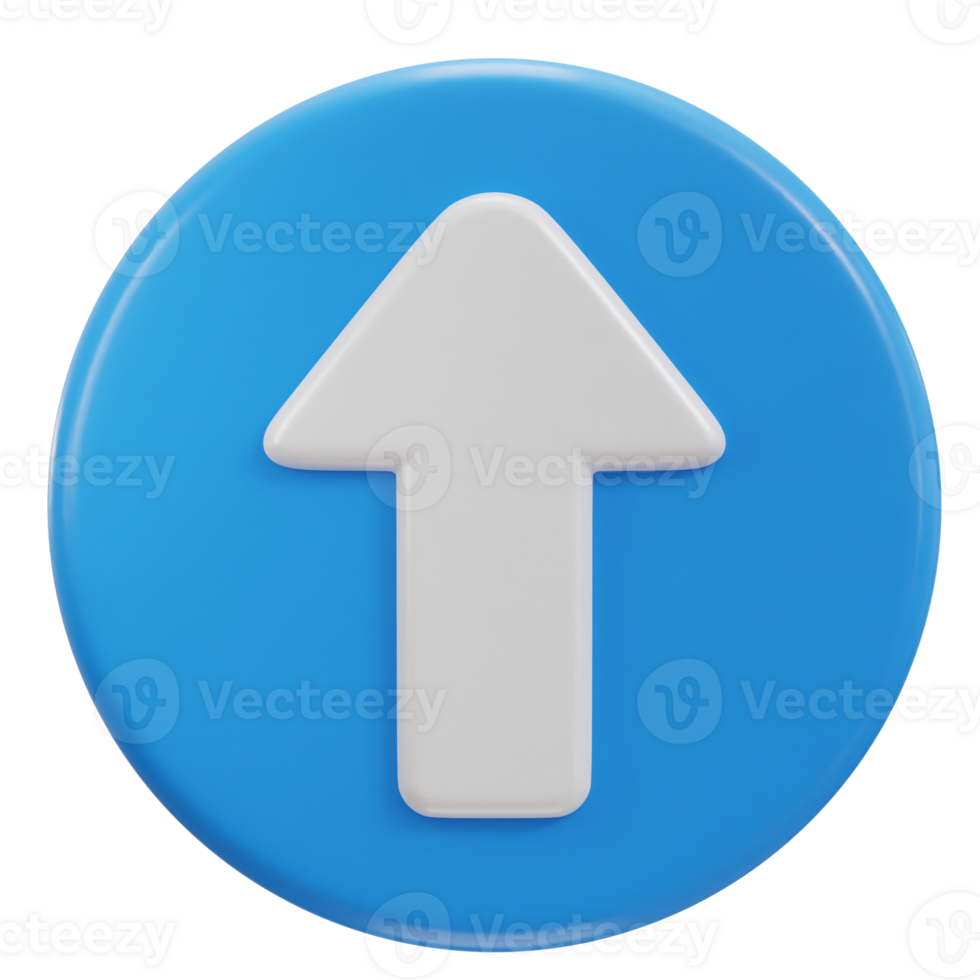 Up arrow icon on 3d rendering illustration png