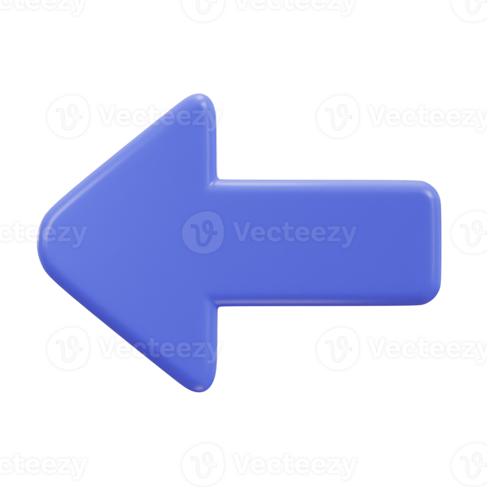 left arrow icon on 3d rendering illustration png