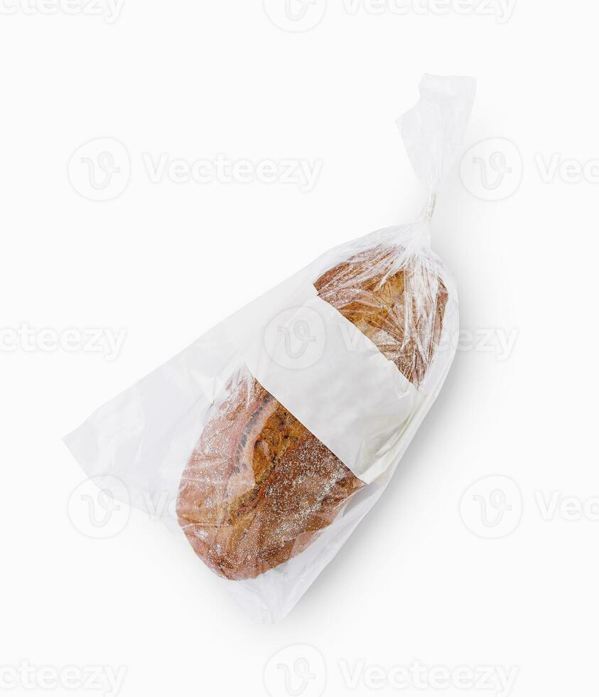 bread in plastic bag on top view photo