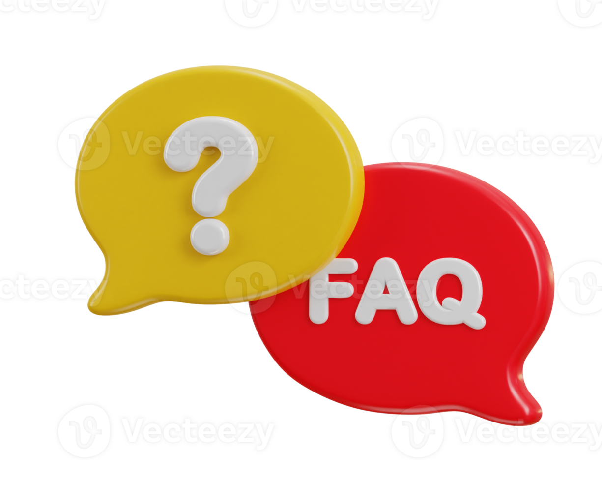 3d speech bubble with FAQ icon illustration png