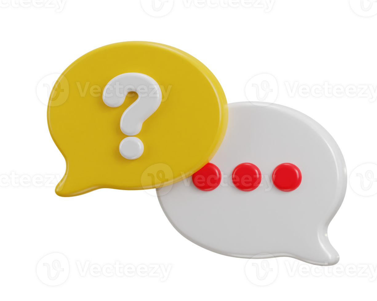 3d speech bubble with FAQ icon illustration png