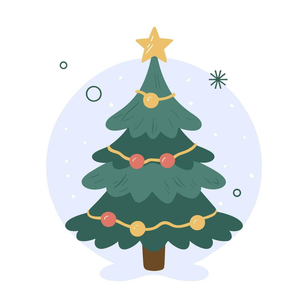 Christmas tree illustration isolated on white background vector