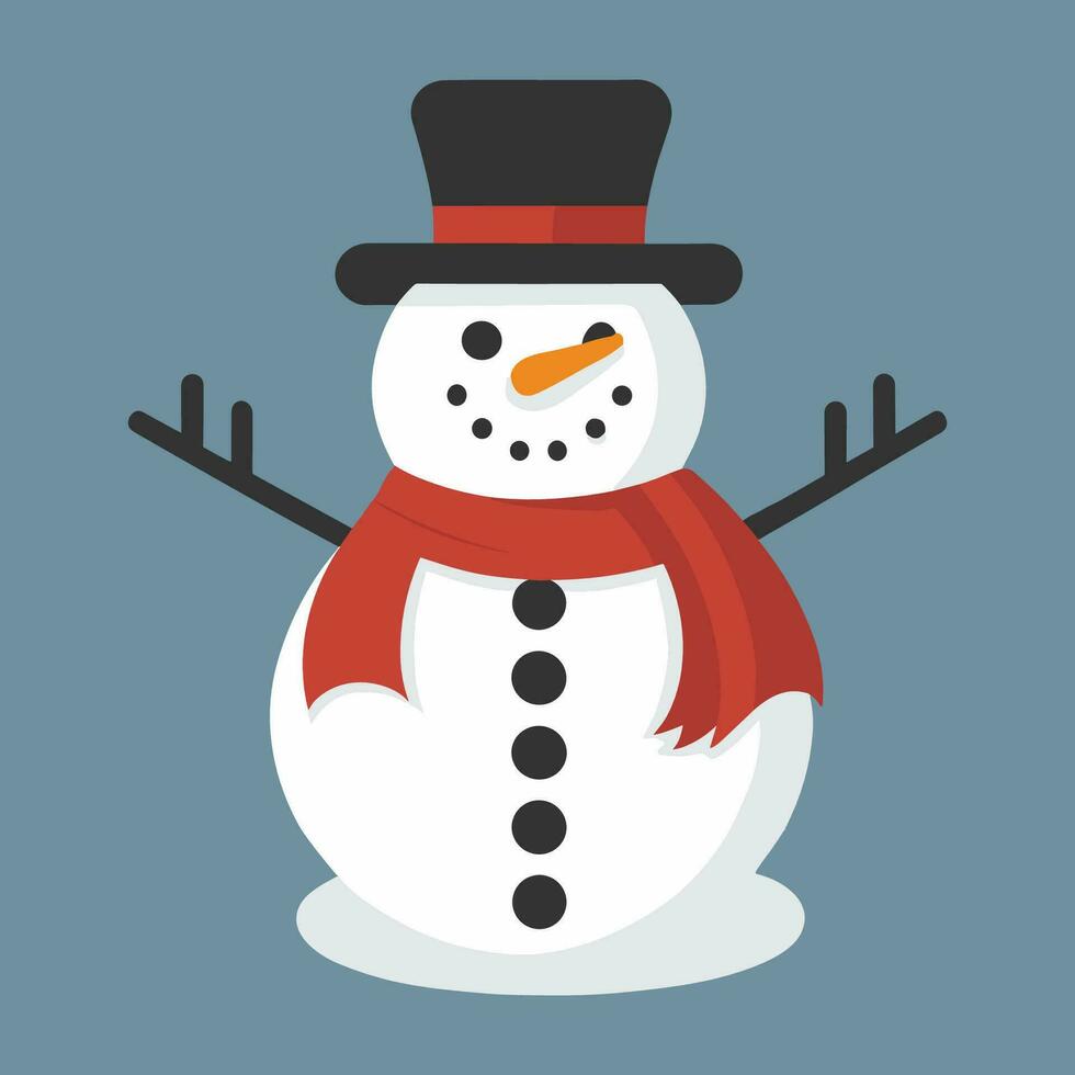 ilustración de muñeco de nieve con sombrero y bufanda vector