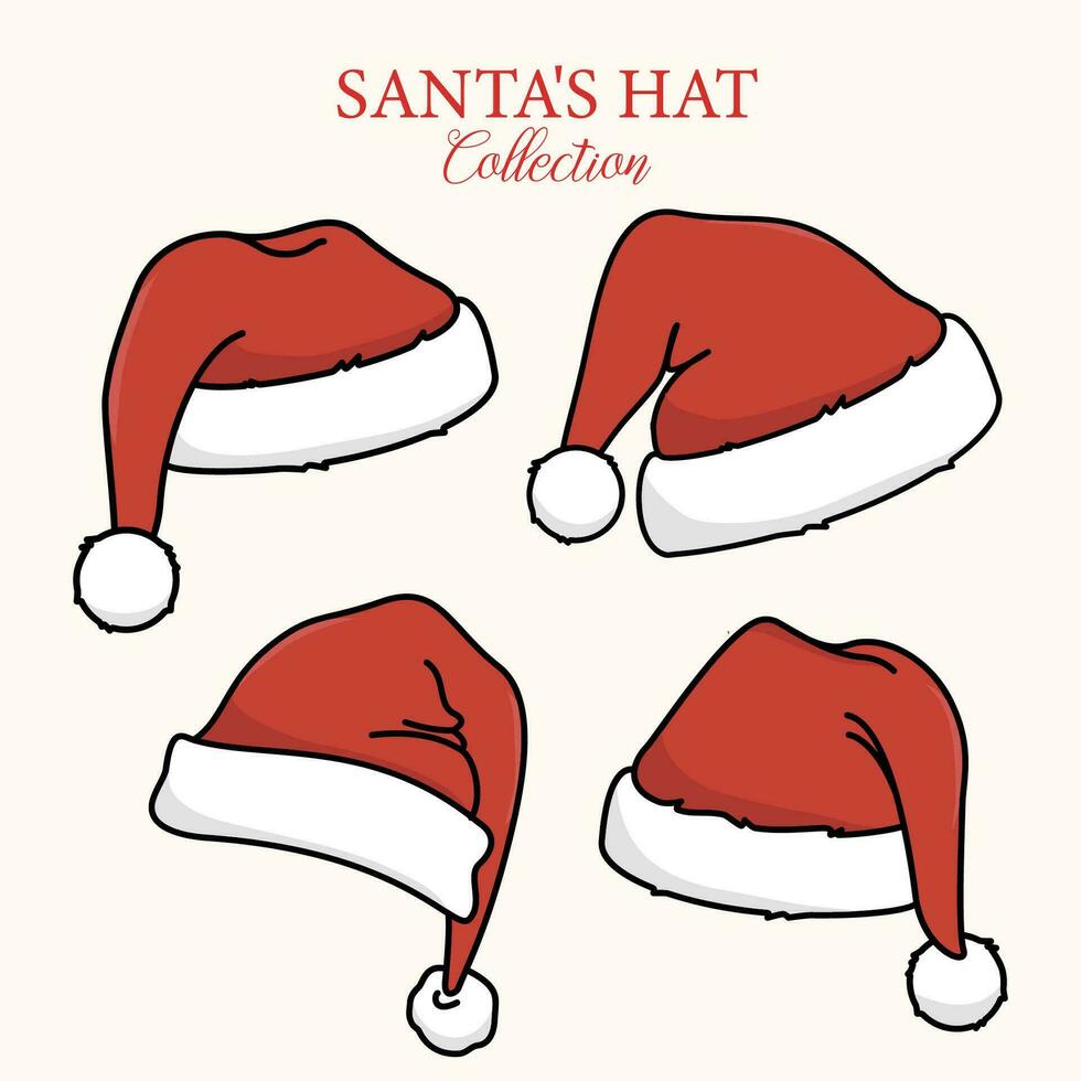 Papa Noel rojo sombrero colección aislado en blanco antecedentes vector