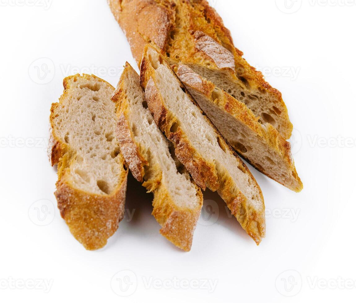 Black sliced bread close-up on white background photo