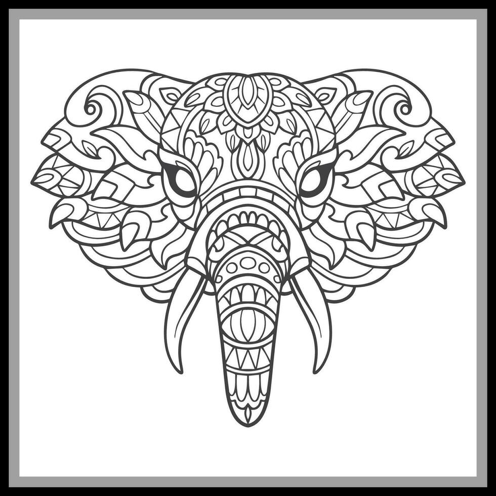 Colorful Elephant head mandala arts isolated on black background. vector