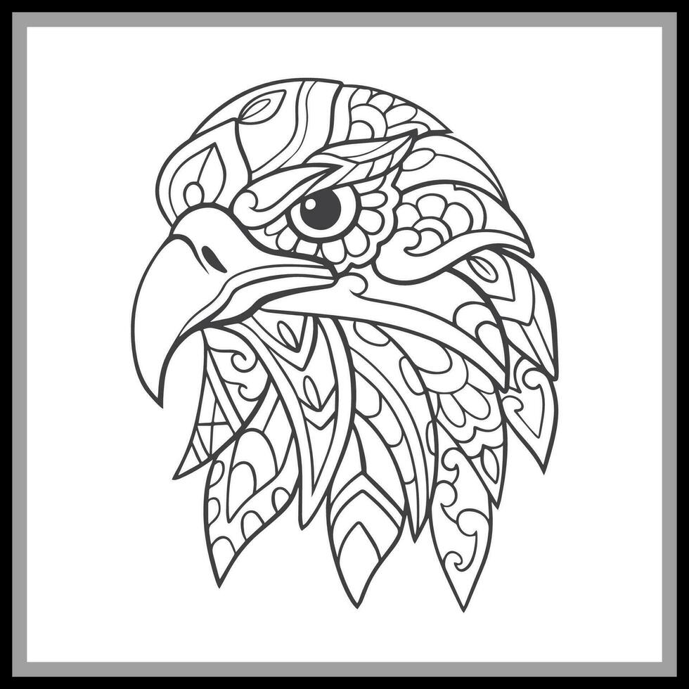 Eagle head mandala arts isolated on black background. vector