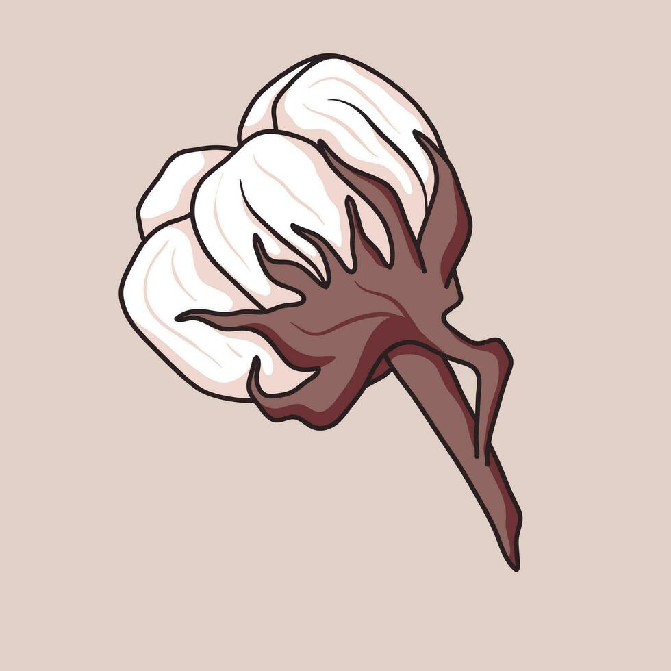 Vector isolated twig with soft cotton ball or bud.