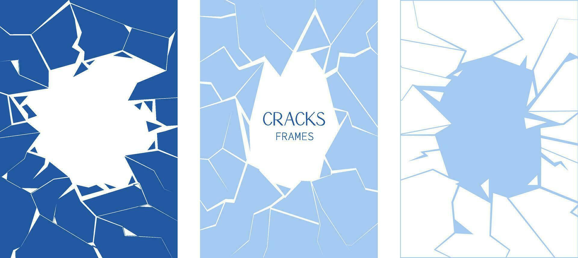 Ice or Glass Crack Banners Set. vector