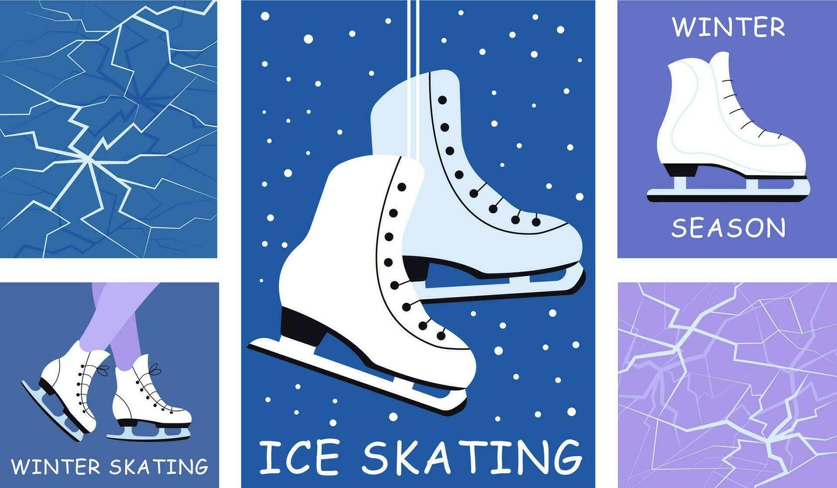 Vector Skating Shoes on Ice Template Cards.