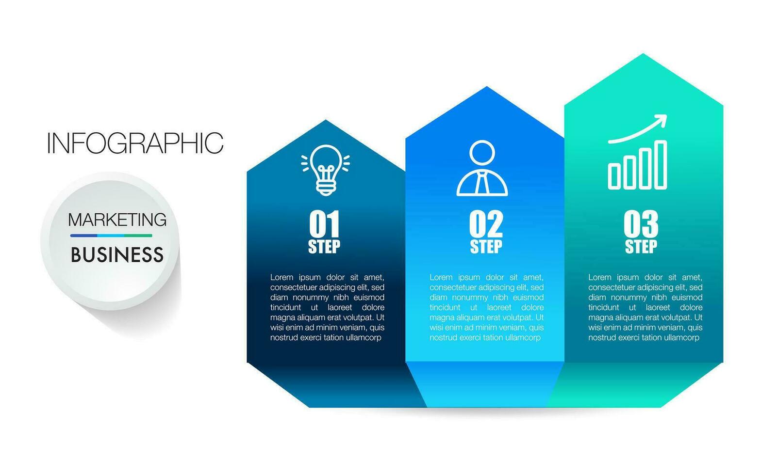 Infographic template 3 step analysis for marketing can apply diagram framework vision vector