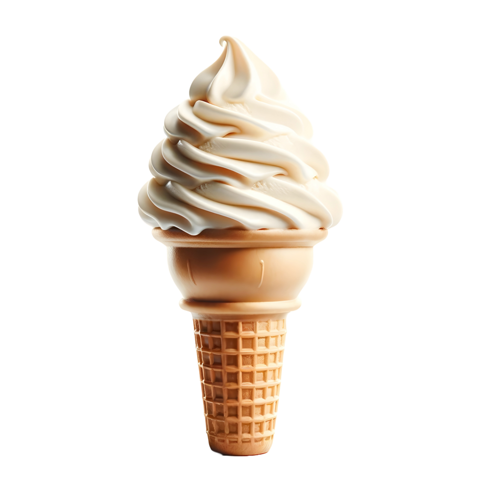 AI generated Closeup of delicious vanilla ice cream cone isolated on transparent background png