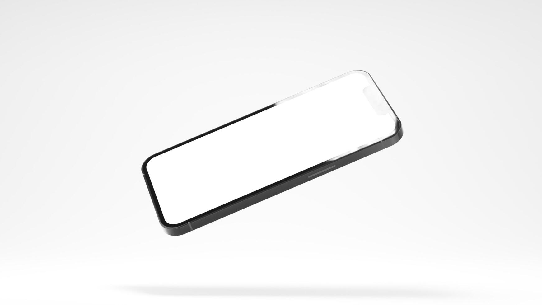 Flying smartphones on a white background photo