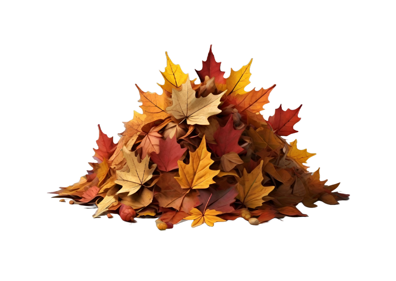 Pile of autumn maple tree leaf in png. AI Generative png