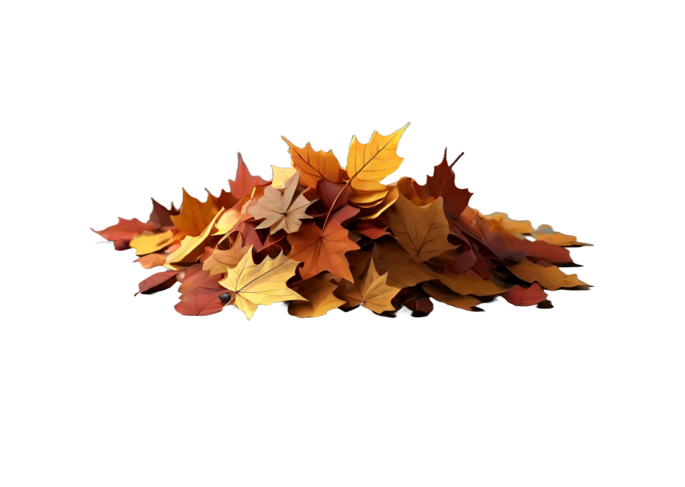 Pile of autumn maple tree leaf in png. AI Generative png