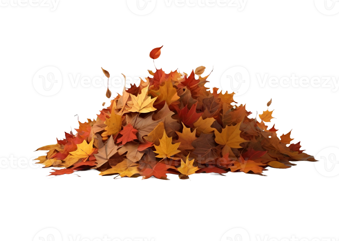 Pile of autumn maple tree leaf in png. AI Generative png