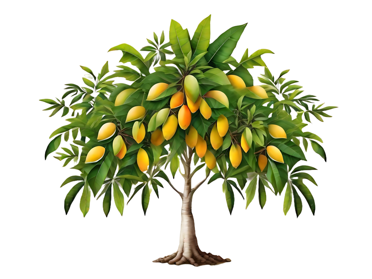 AI generated Mango tree with mango in transparent background with free PNG