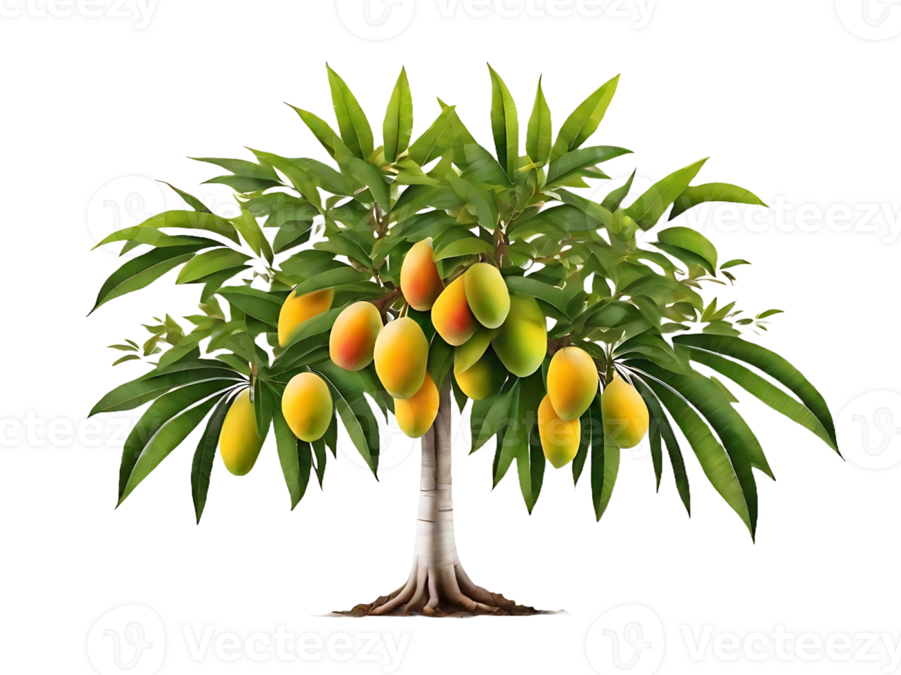 AI generated Mango tree with mango in transparent background with PNG