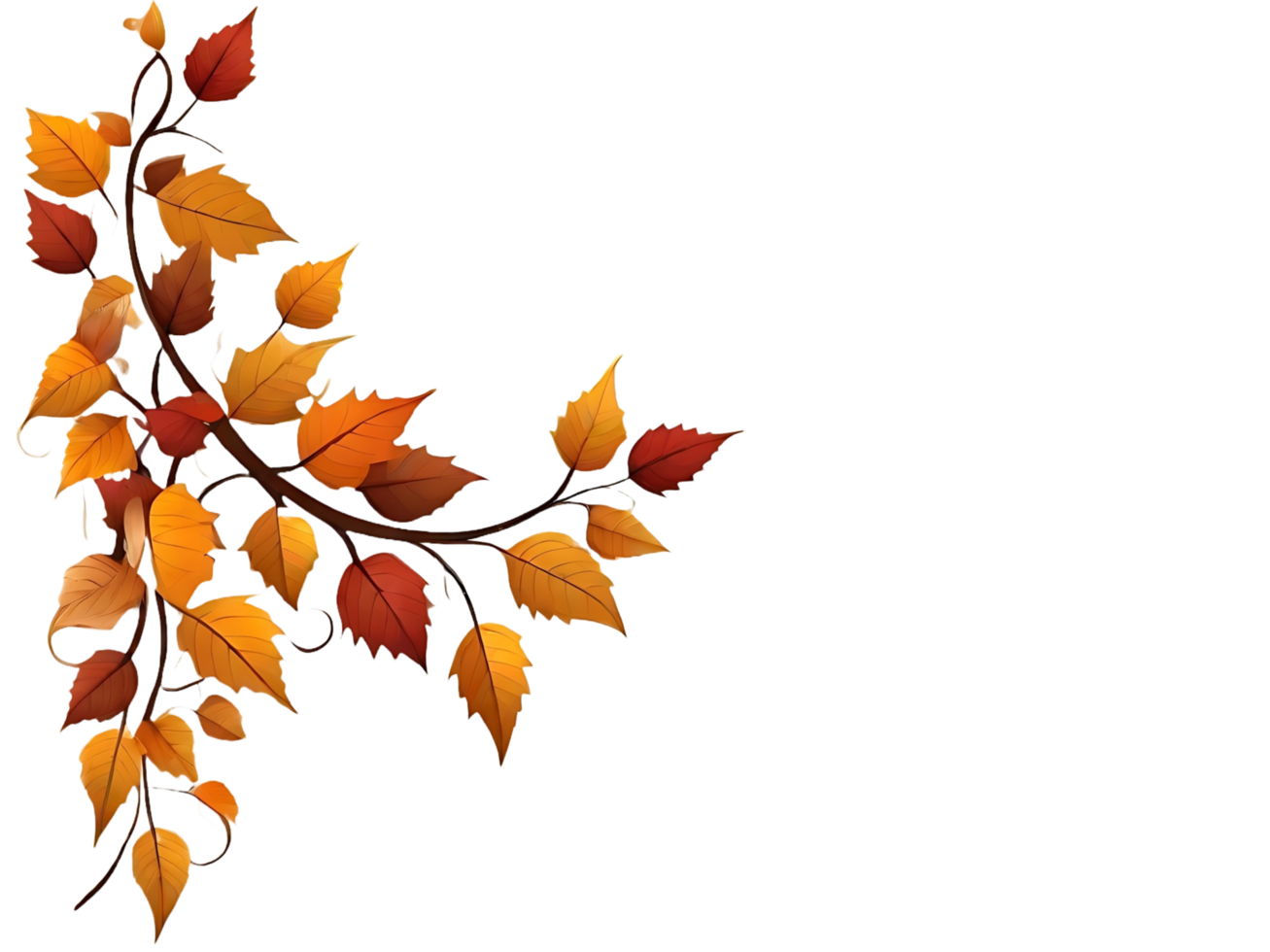 AI generated Warm  color tree leaf with branch - PNG