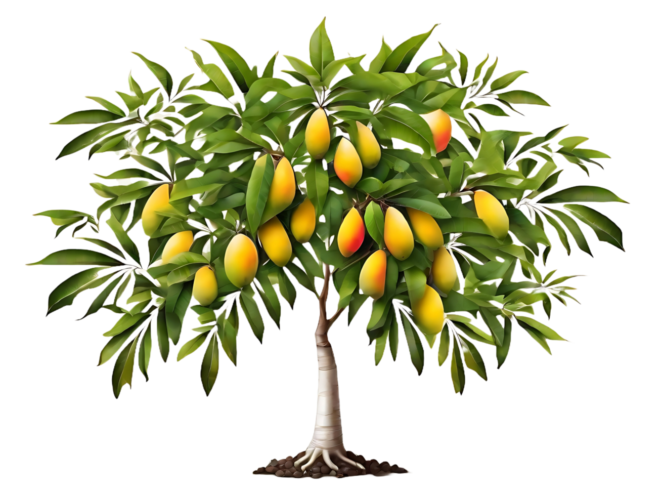 AI generated Mango tree with mango in transparent background with free PNG