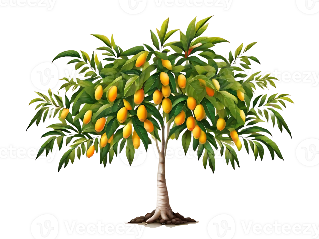 AI generated Mango tree with mango in transparent background with PNG