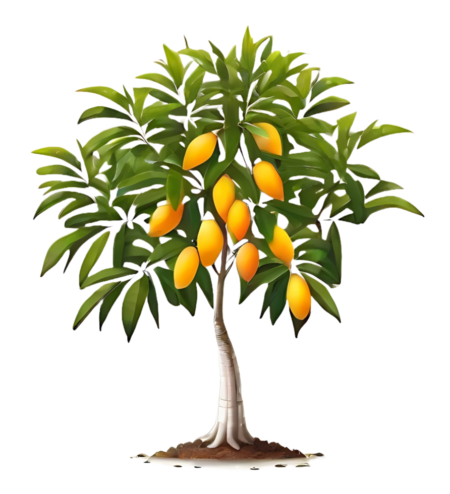 AI generated Mango tree with mango in transparent background with free PNG