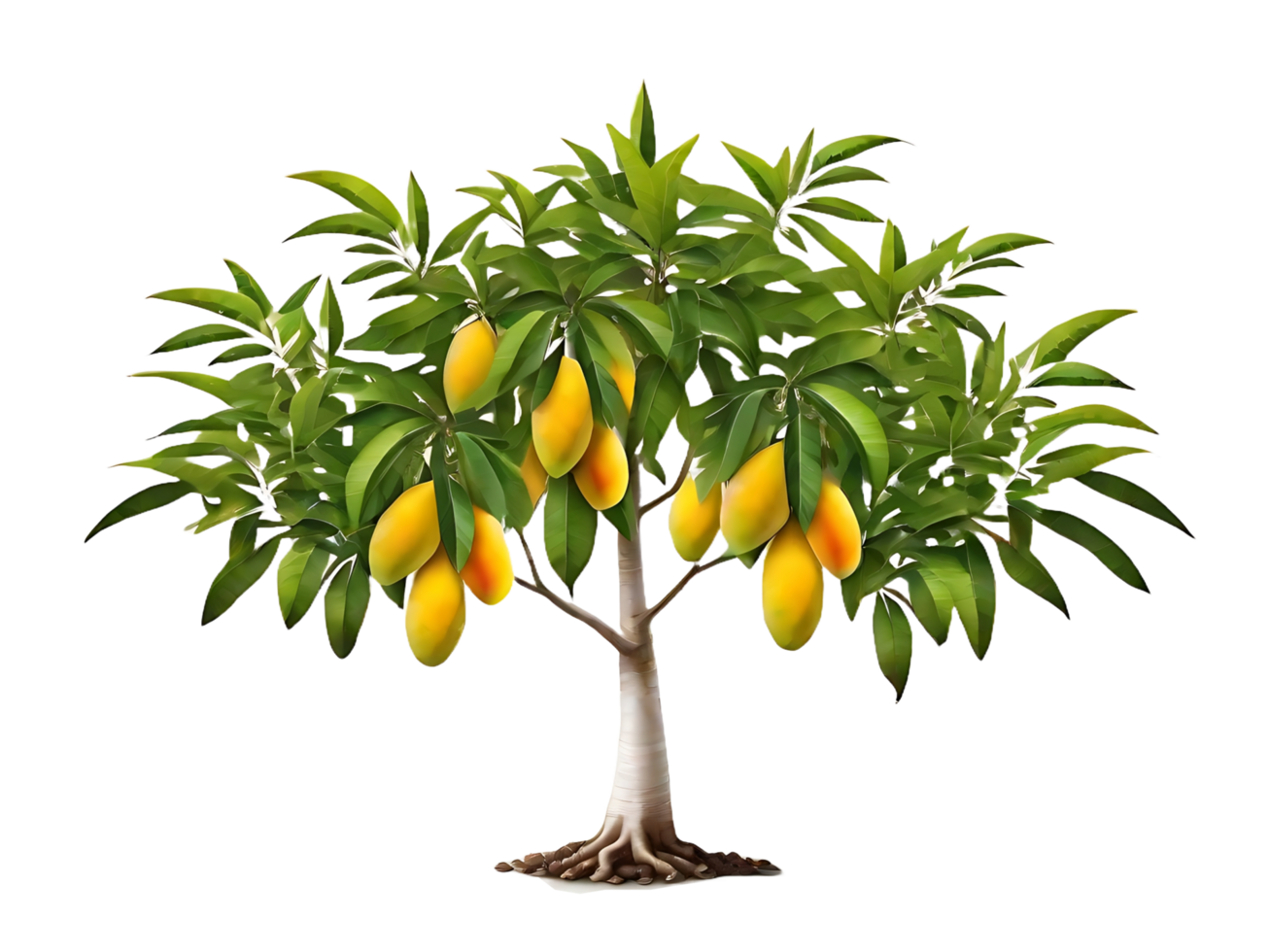 AI generated Mango tree with mango in transparent background with free PNG