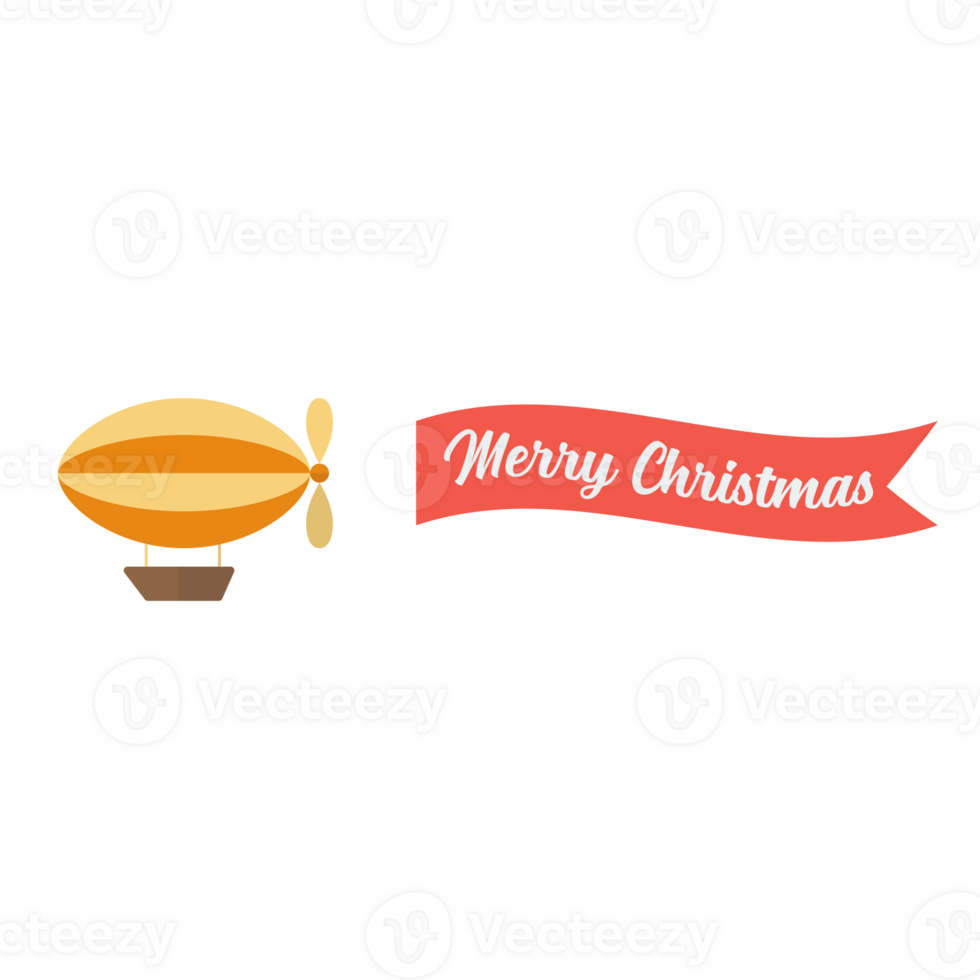 Airship pulls the banner with word MERRY CHRISTMAS on it png