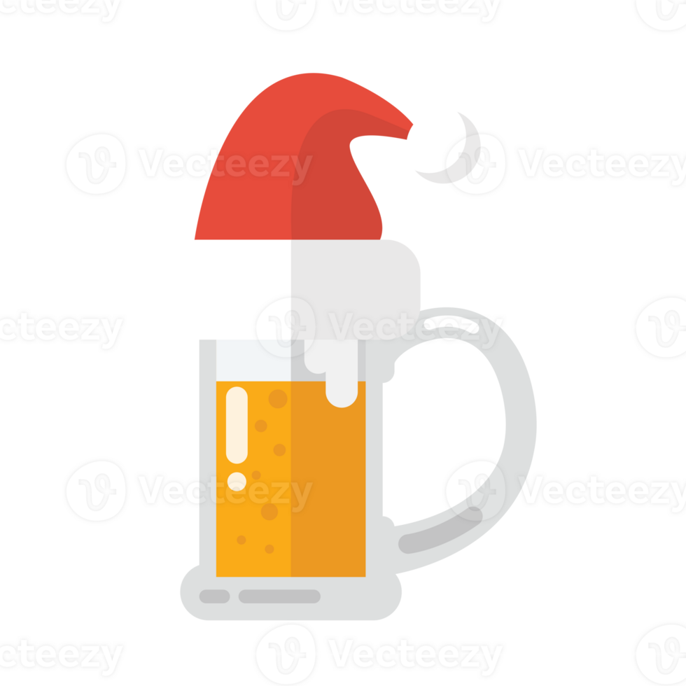 Christmas beer ale mug in with Santa hat 34760785 PNG