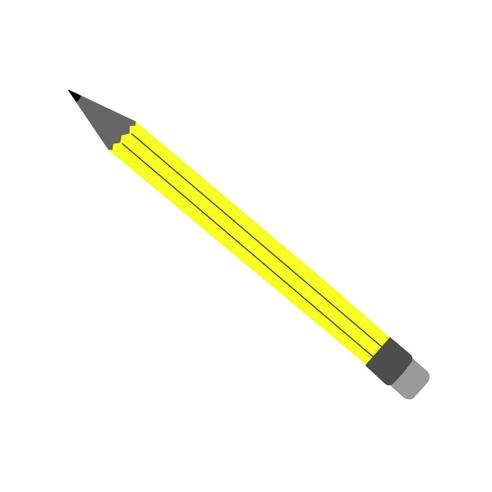 Vector bright isolated illustration with icon of yellow wooden pencil with eraser. Concept with hand drawn logo of school writingequipment - symbol of study process and knowledge. Sign of education