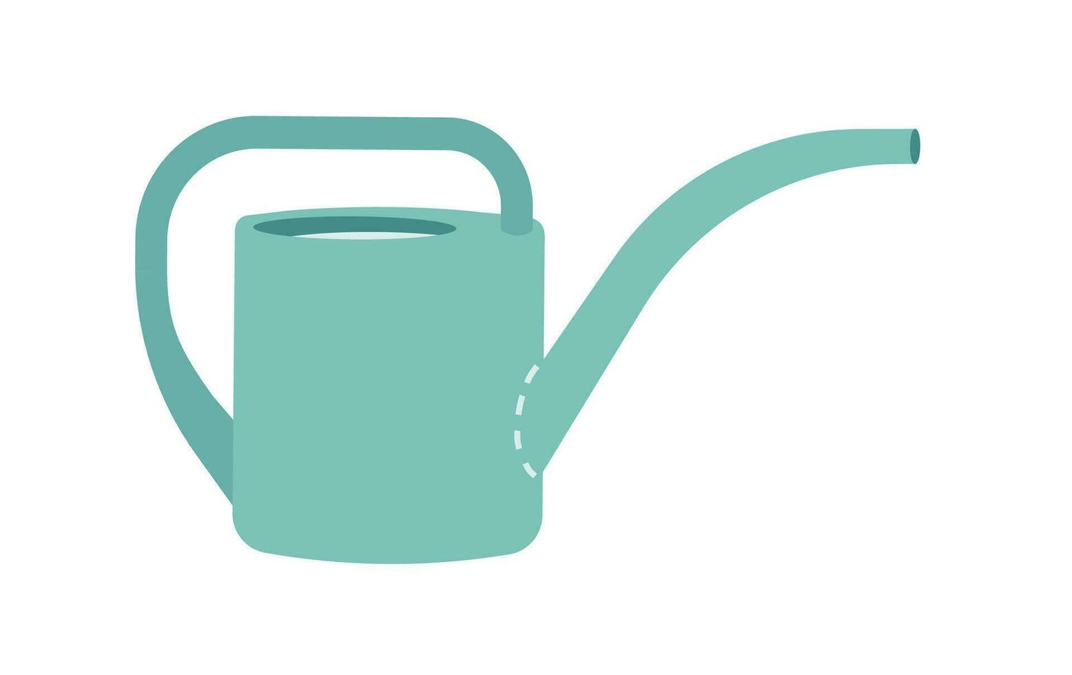 Vector isolated illustration with agriculture icon of flat watering can. Handle pot is equiment to care and add fertilizer for plants. Trendy tool in the garden or vase for flowers at home