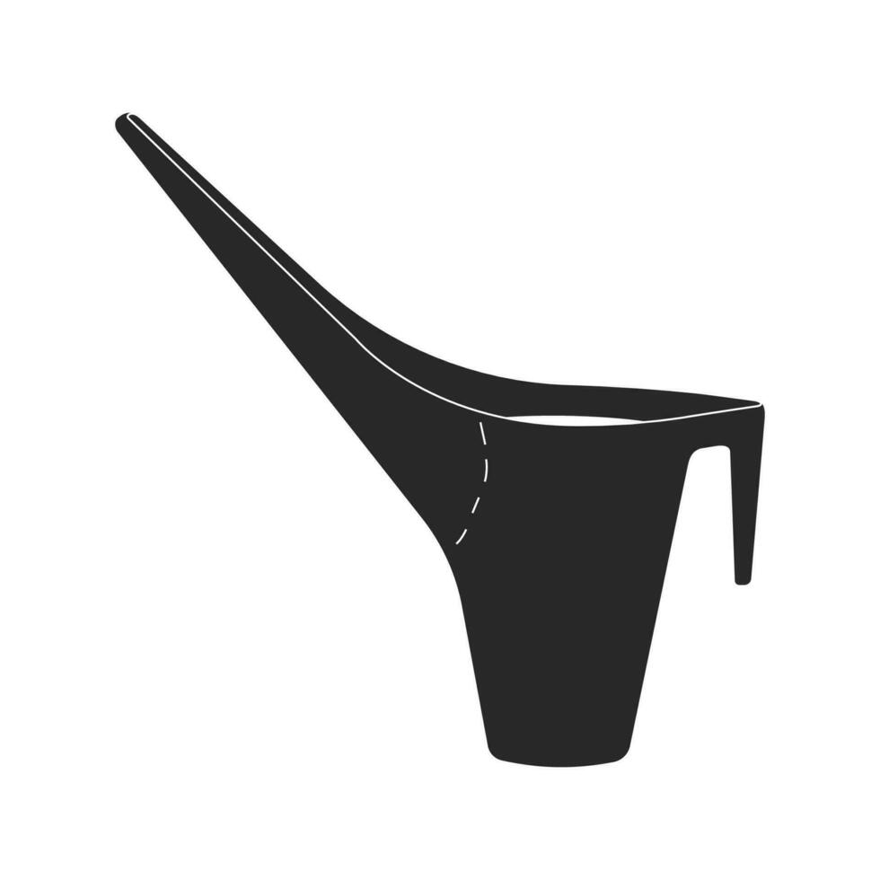 Vector isolated illustration with agriculture icon of flat watering can. Handle pot is equiment to care and add soil for plants, black shape. Farmer tool in the garden or as vase for flowers at home