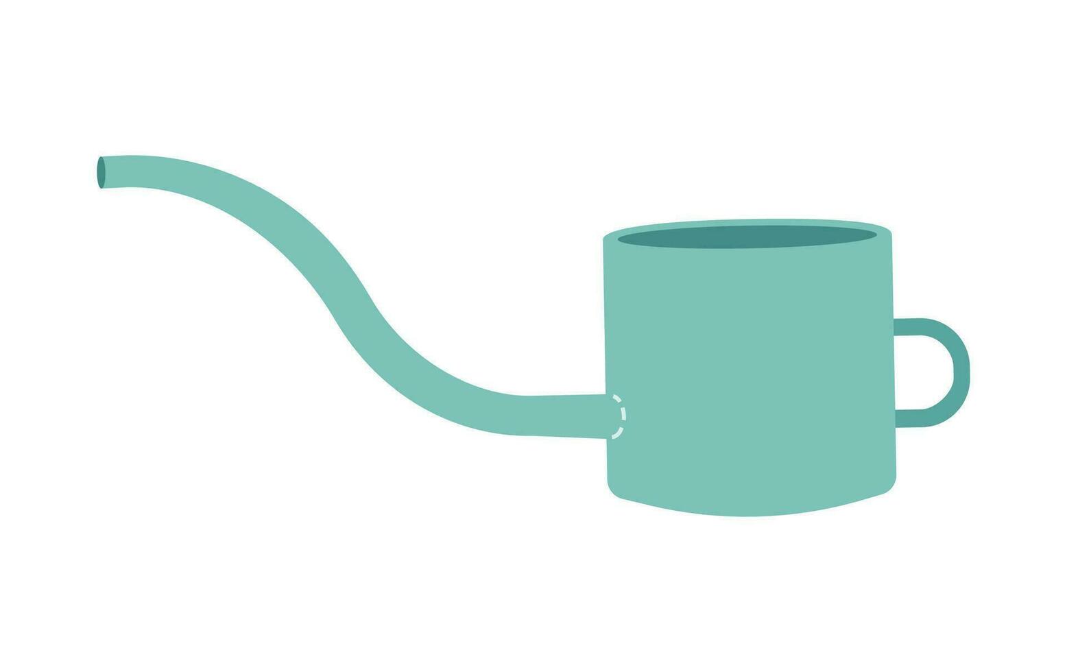 Vector isolated illustration with agriculture icon of flat watering can. Handle metallic pot is equiment to care and add manure for plants. Farmer tool in the garden or as vase for flowers at home