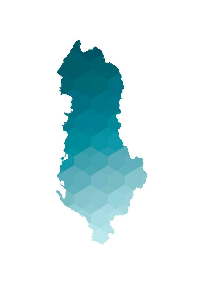 Vector isolated illustration icon with simplified blue silhouette of Albania map. Polygonal geometric style. White background.