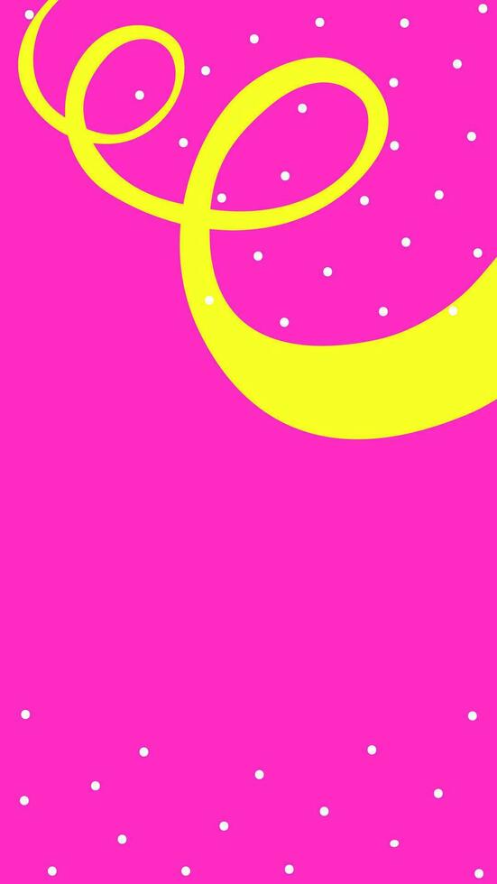 Vector colorful illustration with vertical template for social media posts before Birthday party of creative person. Bright decoration for stories design. Yellow spiral wave on pink background