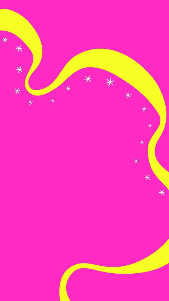 Vector colorful illustration with vertical template for social media posts before Birthday event of creative people. Bright decoration for stories design. Yellow wave on pink background
