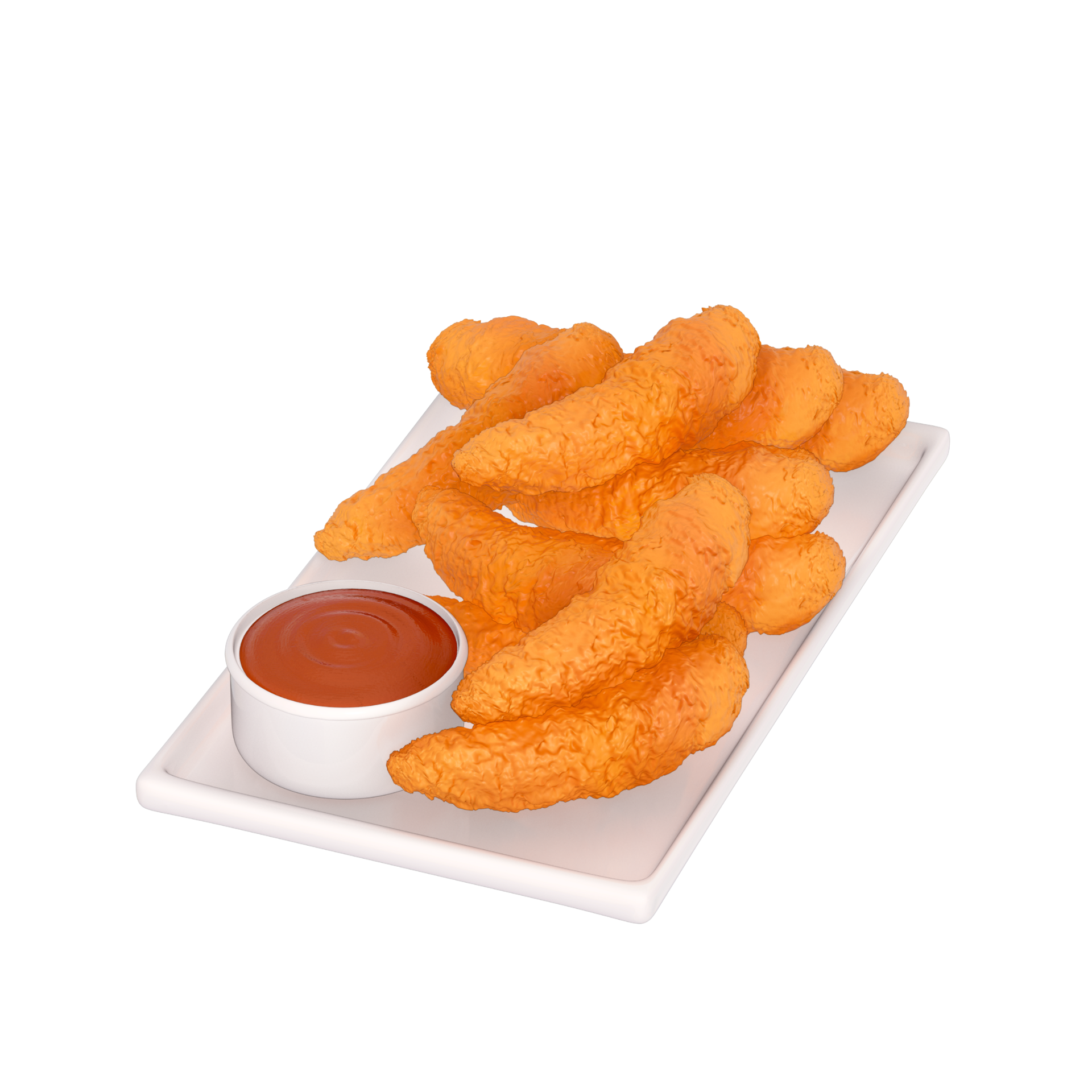 fast food menu 3d clipart, Set of Crispy Chicken Tenders served with
