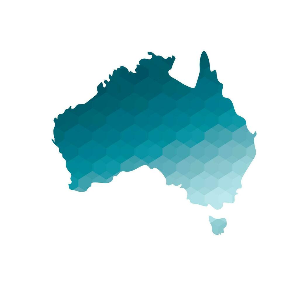 Vector isolated illustration icon with simplified blue silhouette of Australia map. Polygonal geometric style. White background.