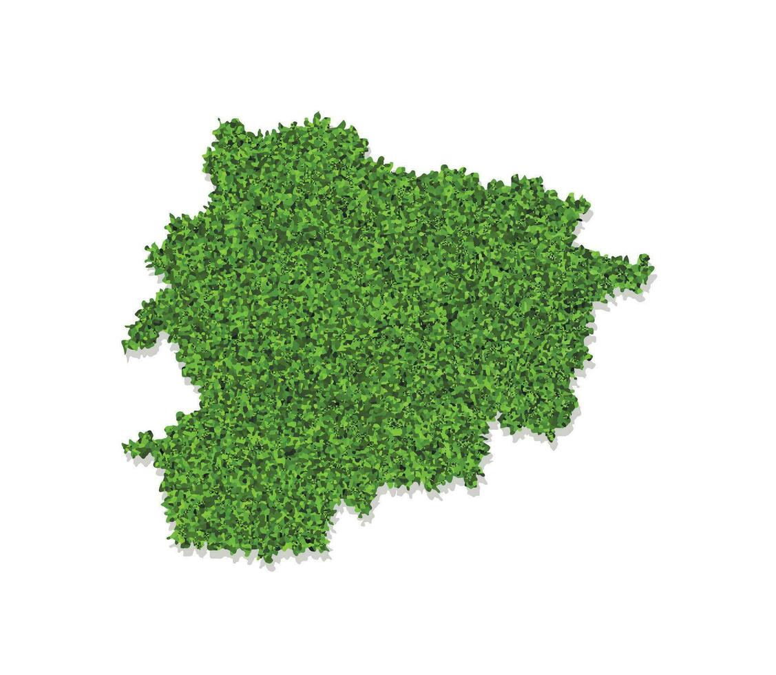 Vector isolated simplified illustration icon with green grassy silhouette of Andorra map. White background