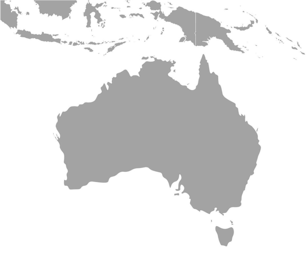 vector moderno aislado ilustración. simplificado geográfico mapa de Australia y más cercano áreas, Indonesia, Papuasia nuevo Guinea, Salomón islas y etc. blanco antecedentes.